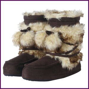 Fluffy Pompom Slipper Boots Women's Non-Slip Indoor House Booties